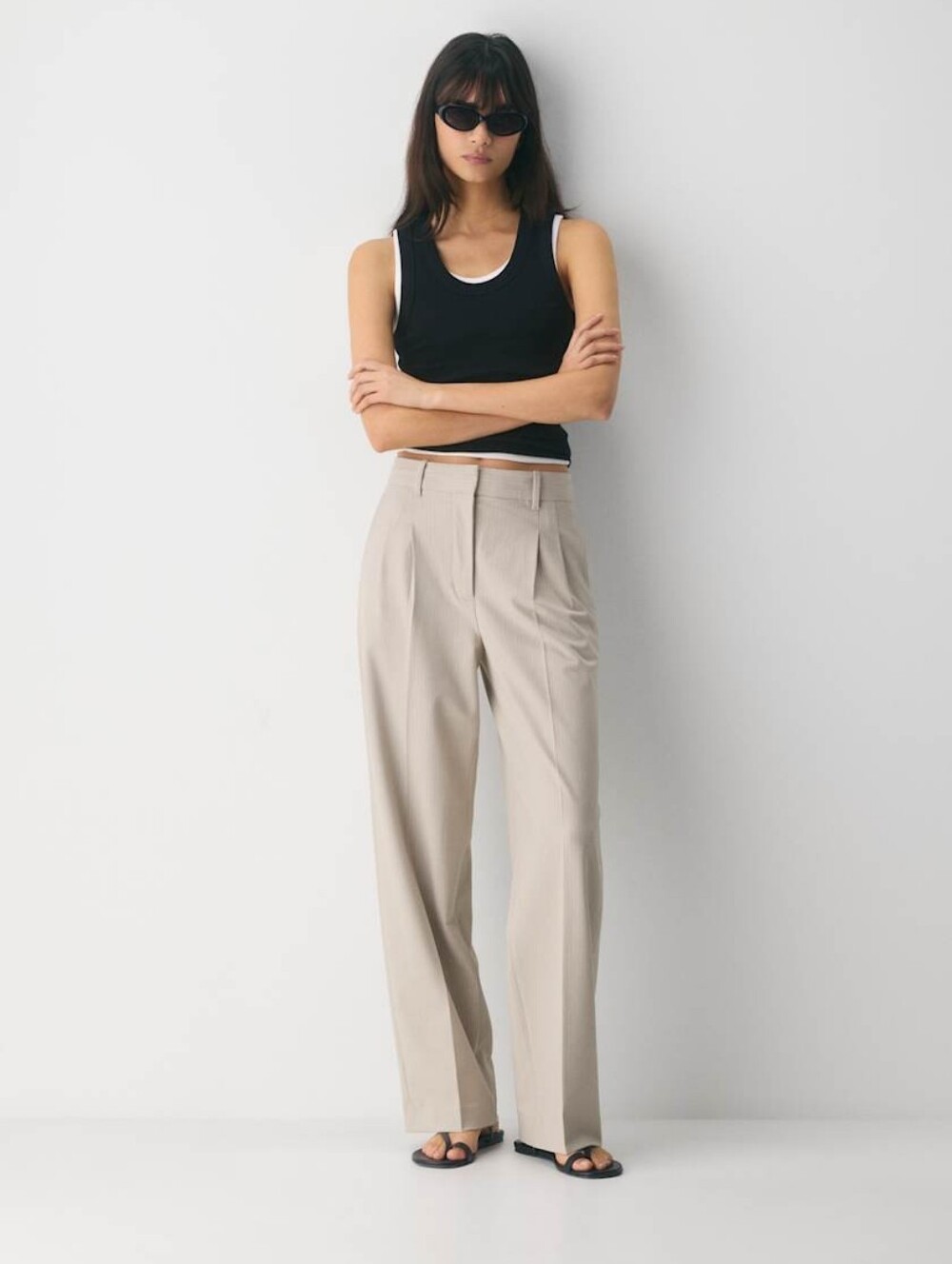 Aritzia The Effortless Pant Heather Matte Pearl Sz 0 Wide Leg Trouser Minimalist
